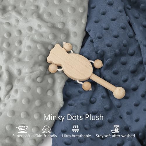 Susurration 2Pack Changing Pad Covers Super Soft Minky Dots Plush Changing Table Covers 33x17x7in Breathable Changing Pad Sheets for Unisex Baby Girls and Boys (Grey&Blue) - Thumbnail 2