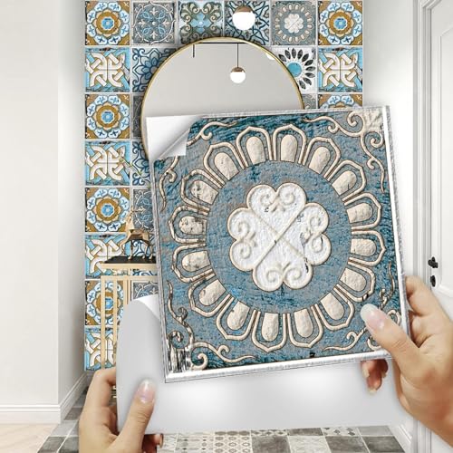 Evite manchas de grasa con vinilo impermeable azulejos autoadhesivos baño azul 2