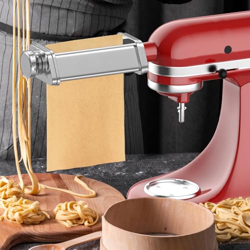 Image of Pasta Maker Attachment for KitchenAid Stand Mixers, Stainless Steel Lasagna Sheet Roller with 8 Thickness Settings, Fits kitchenAid Tit-Head Stand Mixer For 4.5-5 Quat Bowls