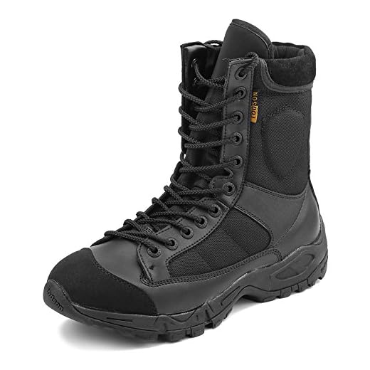 IODSON Zapatos de Hombre Botas/Botas de Combate/Botas Tácticas Ultra-Ligero Antideslizante Tela de Cuero Verdadero Transpirable JR-633 44 EU