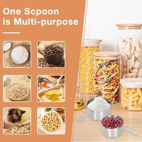 Stainless Steel Measuring Cup Square Handle Measuring Spoon with Scale Multifunctional Measuring Cup High-End Durable Portable Kitchen Measuring Tool(1 Cup) - Image 3
