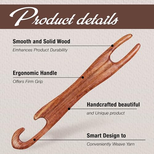 Savina 11.8in Wooden Weaving Shuttle - Handcrafted Loom Sticks for Weaving, Handmade DIY Weaving & Crafts, Ideal Accessories for Sweaters, Scarves, Tapestries. (1Pcs)