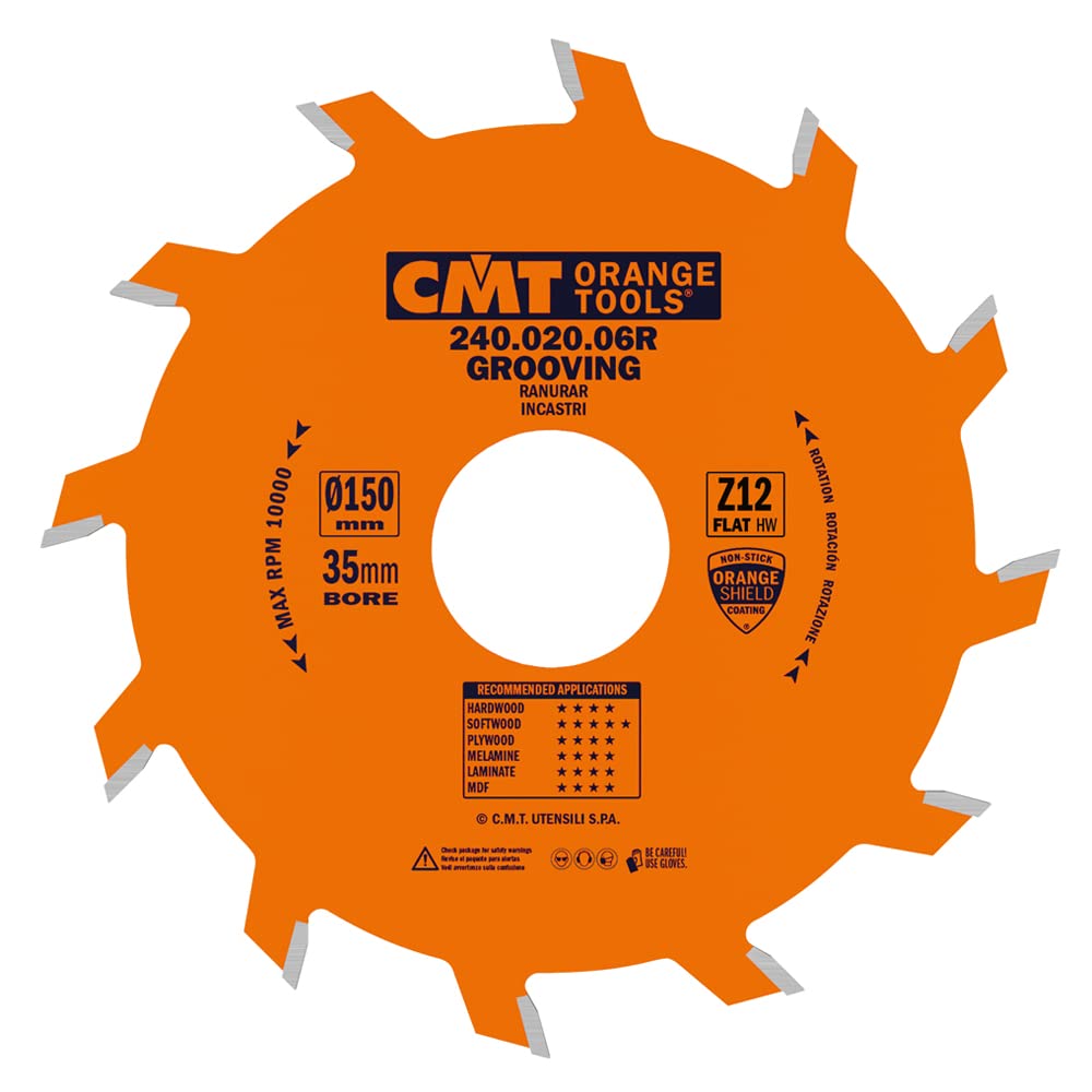 Cmt Orange Tools Orange Cmt Tools 240.020.06R – Straight Grooving Cutter Circular Saw Blade 150 X 2 X 35 Z 12