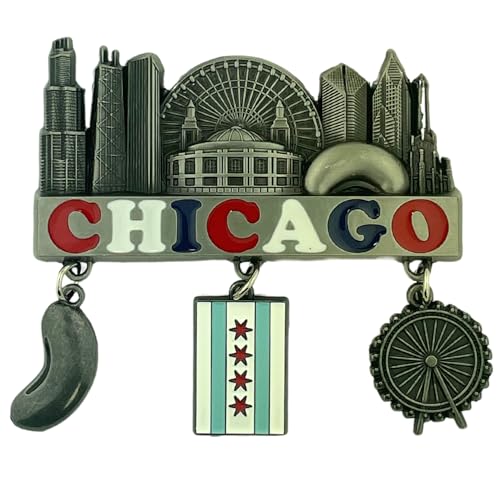 Imán decorativo skyline de Chicago 3x3 pulgadas miniatura 1