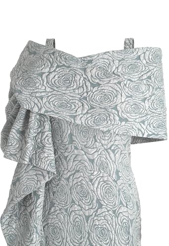 CHIC STAR Womens Evening Gown Dress, Jacquard Fabric with Rose Pattern, Dramatic Asymmetric Off-Shoulder Neckline4