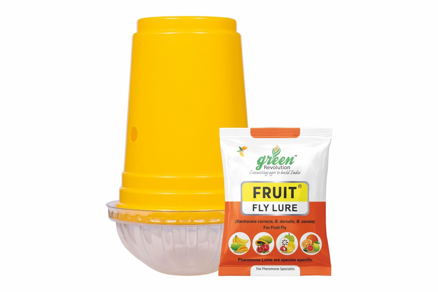 Bactocera Dorsalis Fruit Fly Pheromone Trap/Yellow IPM Trap with Fruit Fly Lure, Useful for All Fruits Crop Combo Pack of 2