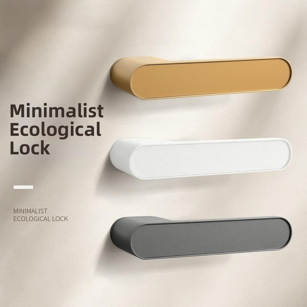 Moderno kit de cerradura magnética minimalista para puerta de dormitorio, oficina, hogar con pestillo silencioso de aleación de aluminio y mecanismo de privacidad interno en acabado negro (M)