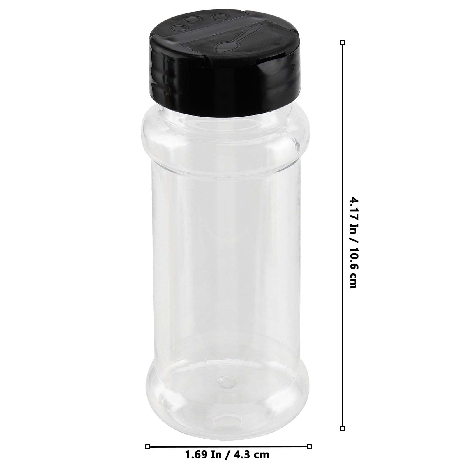 MUKLEI Lot de 60 pots à épices en plastique transparent avec couvercles noirs pour assaisonnement, pots à épices vides pour poivre