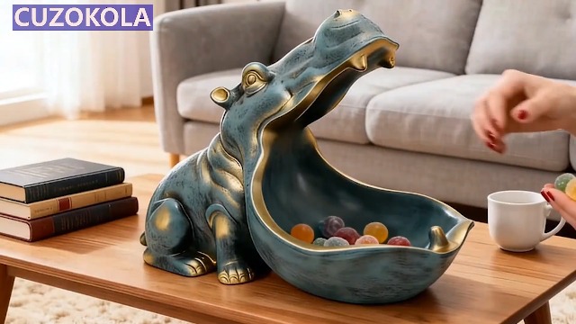 Estatua Hipopótamo Grande Azul para Decoración Hogar miniatura 7