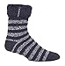 Price comparison product image HEAT HOLDERS - Mens Warm Luxury Fluffy Fleece Lined Lounge Sleep Bed Socks (6-11 UK, Charcoal Stripe (Olwen))