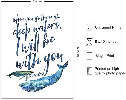 Miniatura 2 de Isaías 41 10 – Decoración de pared de ballena azul – Decoración de pared cristiana – Arte religioso – Regalos católicos – Imagen de versículo