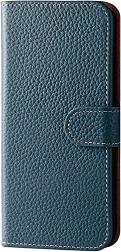 Étui portefeuille iPhone 14 Plus en cuir véritable vert à rabat magnétique de 6,7 pouces