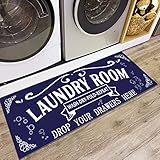 Comfoyar Non Slip Laundry Rug and Mat for Decor - Washable Floor Mat for Laundry Room, Washroom, Mudroom, Kitchen, 47'x17.5', Navy Blue