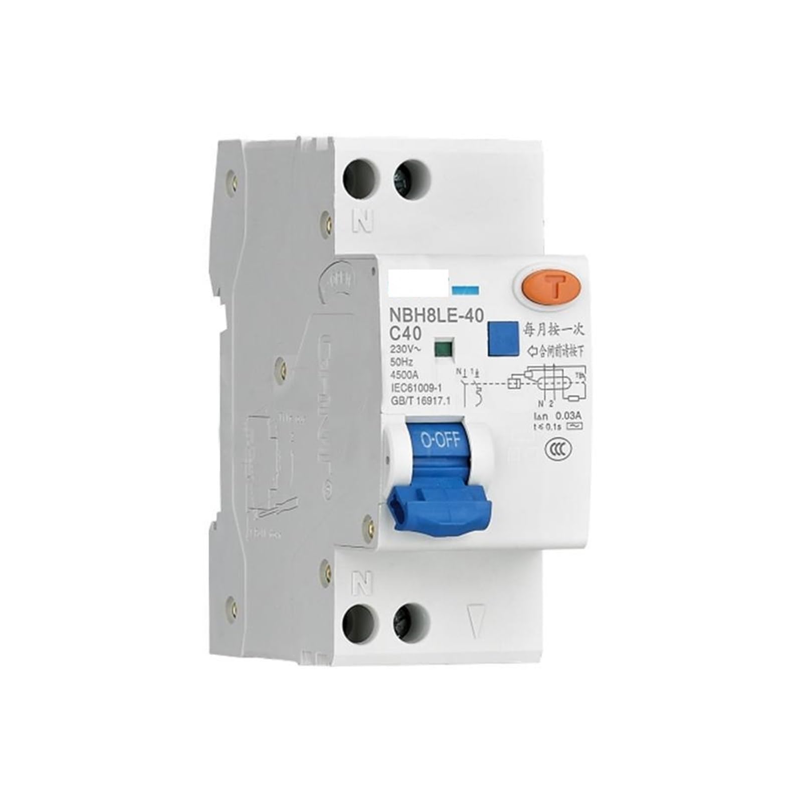 Disjoncteur différentiel H8LE-40 C16 1P+N 0,03A pour la protection des circuits électriques