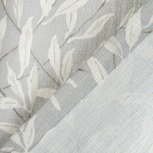 Image of VOGOL Leaves Pattern Door Window Curtains, 1 Panel Linen Textured Patio Door Curtain with Rod Pocket Top and Bottom, 25 x 40 Inches View Reducing Short Drape