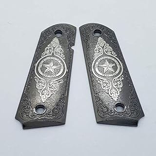 New 1911 Custom Grips Full Size Grips Ambi Texas Star Black Silver Metal - Tek_Tactical