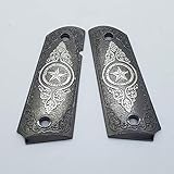 New 1911 Custom Grips Full Size Grips Ambi Texas Star Black Silver Metal