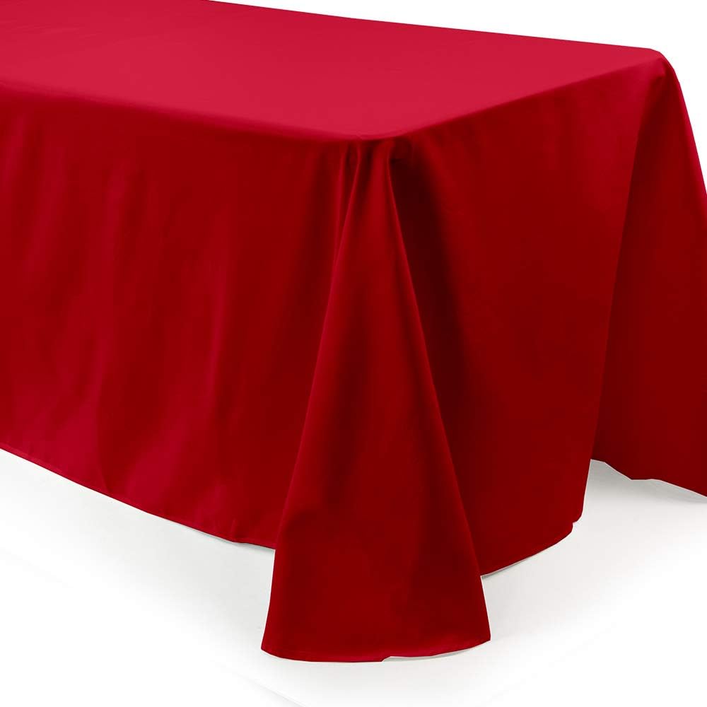Vispronet Rectangle Tablecloth – 88inch x 154inch – Red Rectangular Table Cloth for 8 Foot Table – Flame-Retardant, Seamless, Double-Fold Hemmed Edges, Wrinkle-Resistant and Machine Washable