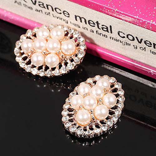 Xucus Engood 10Pcs Pearl Hollow Arc Rhinestones Flatback Button for Hair Accessories or Wedding Decoration HZ191