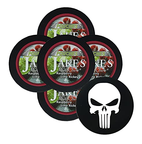 DC Crafts Nation Skin Can Cover Skull with 5 Cans Jake's Mint Chew Raspberry Lime Rickey Pouches