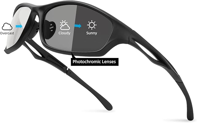 Bloomoak Sport Photochromic Sunglasses for Men & Women/Polarized Driving Glasses/UV Protection / TR90 Unbreakable Frame/Running/Cycling/Fishing/Golf