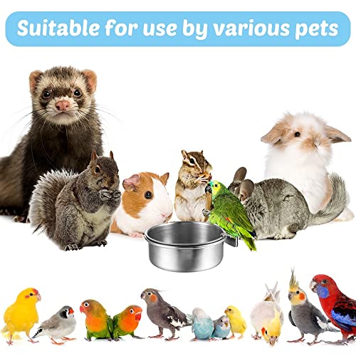 Vogelfutternäpfe, Futternapf für Vogelkäfig, 10/12/14 cm Durchmesser, Edelstahl Vogelnapf, Futter Schüssel zum Aufhängen für Vogel, Tier, klein, Hund