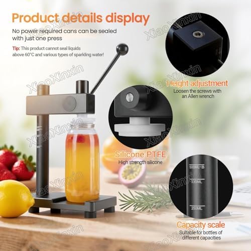 Manual Can Sealer Tool for 250-700ml Jars and Beverage Cans, Easy to Operate, Ideal for Home Use