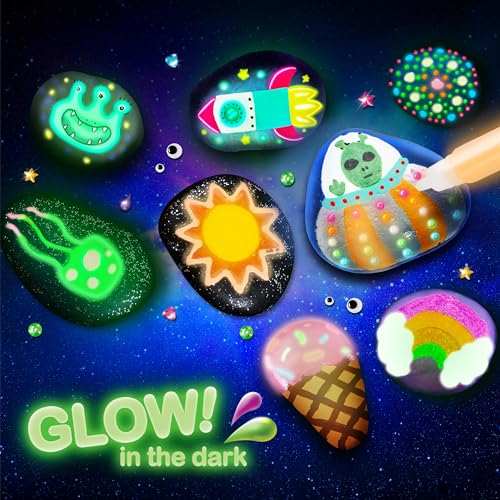 Image of Rock Painting Kit- Glow in The Dark Rock Kit, Arts and Crafts for Kids Ages 6-12, Art Supplies Toy, Kids Craft Paint Kits, Arts & Crafts for Boys Girls Birthday Party Gift Toy