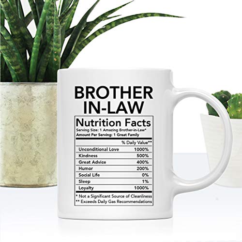 Andaz Press Funny 11Oz. Ceramic Coffee Tea Mug Thank You Gift, Brother-In-Law Nutritional Facts, 1-Pack, Novelty Gag Birthday Christmas Gift Ideas #TOP1