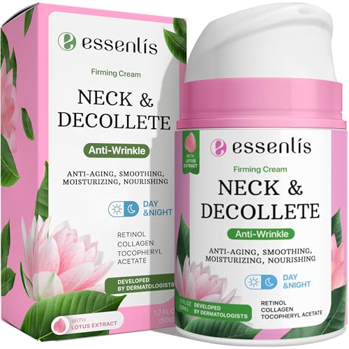 Neck Firming Cream with Retinol, Collagen & Hyaluronic Acid – Tightens & Lifts Sagging Skin, Smooths Wrinkles & Double Chin Appearance – Anti-Aging Moisturizer for Neck & Décolleté (1.7 fl oz)