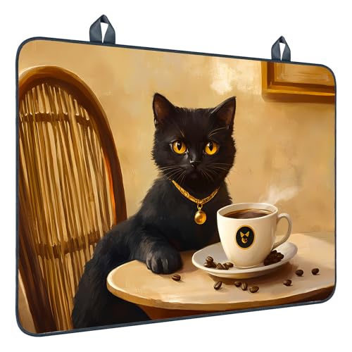 Image of Nuxovilar Black Cat Coffee Stove Cover Diatom Mud 28.65x20.47 In
