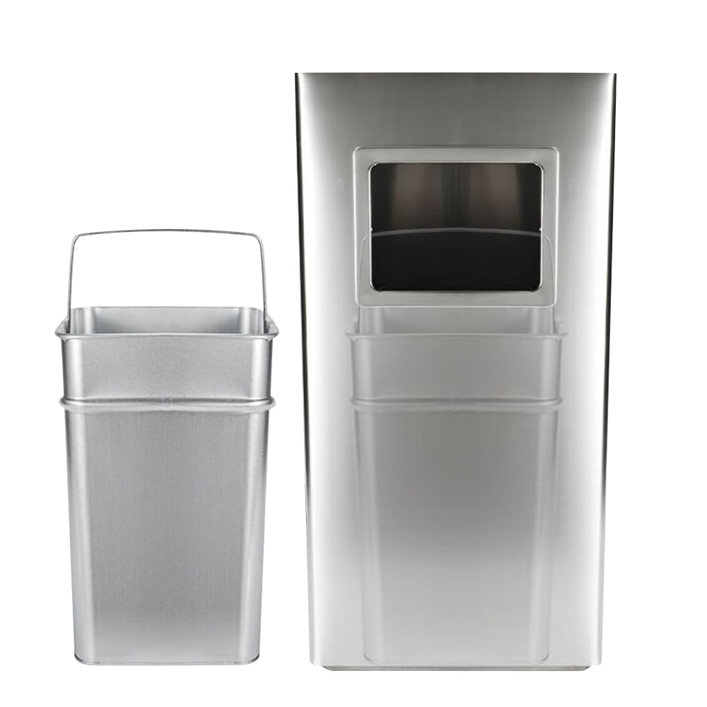 HUOLE Poubelle à Cendrier d'Hôtel Poubelle de Recyclage Ordure Déchet Extérieur Ecole Unité Bureau Restaurant Hôpital-Argent (2 PC) 30 * 24 * 60cm-48L