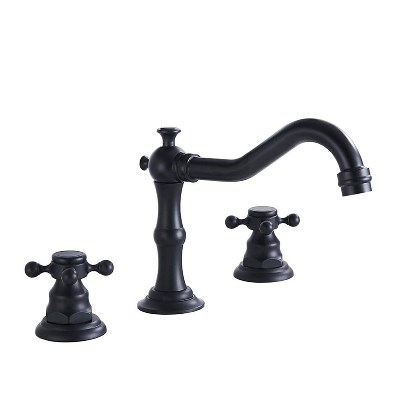 Mélangeur de salle de bain 3 trous noir double manche pivotant style vintage LWX