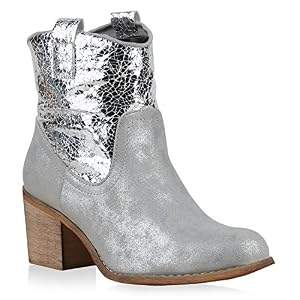 stiefelparadies Damen Cowboy Boots Stiefel Holzoptikabsatz Leder-Optik Stiefeletten Blockabsatz Booties Trichterabsatz Schuhe 132369 Silber 39 Flandell stiefelparadies Damen Cowboy Boots Stiefel Holzoptikabsatz Leder-Optik Stiefeletten Blockabsatz Booties Trichterabsatz Schuhe 132369 Silber 39 Flandell