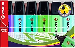 Highlighter - STABILO BOSS ORIGINAL & Pastel - Wallet of 6 - Assorted Colours