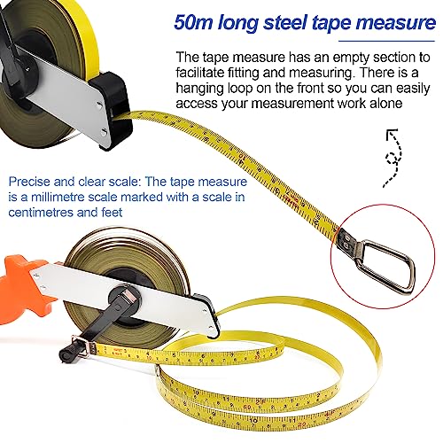 Präzises 50m Rollbandmaß mit ergonomischem Griff - Langlebiges Stahl Maßband für präzise Messungen (1)