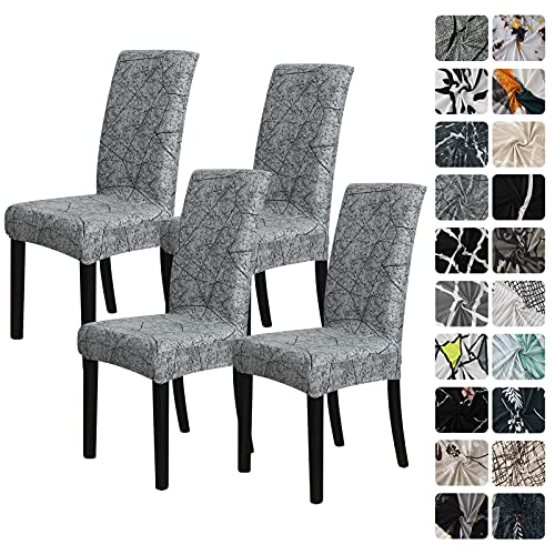 Forcheer Pattern Stretch Chair Covers For Dining Room Set Of 4,Printed Stretchable Dining Chair Slipcover Washable Removable For Kitchen,Hotel,Restaurant,Ceremony Universal Size(4Pcs, Marble) #TOP16