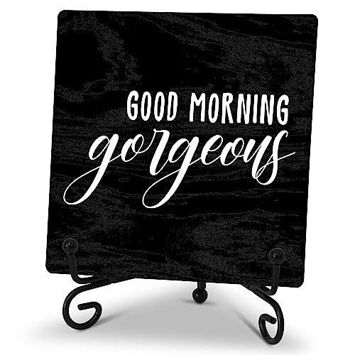 Good Morining Gorgeous Bathroom Signs Decor, Bathroom Home Shelf Counter Decorations Items, Thanksgiving Christmas Birthday Gifts for Women Men Home Restroom Toilet Decor - A03