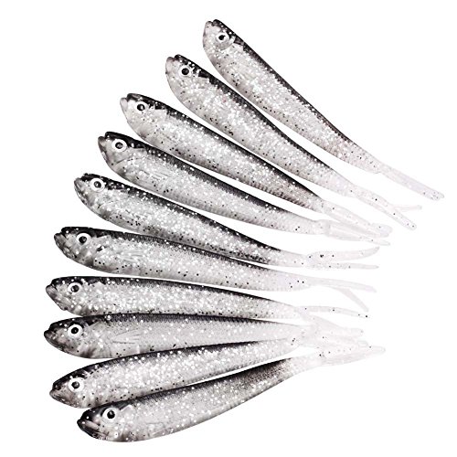 BOMSO 100 Lure Angeln Köder Minnow Rote Augen Grau Weich Fisch 3,7 g Bionic Köder, Transparent Color, 10cm Cover