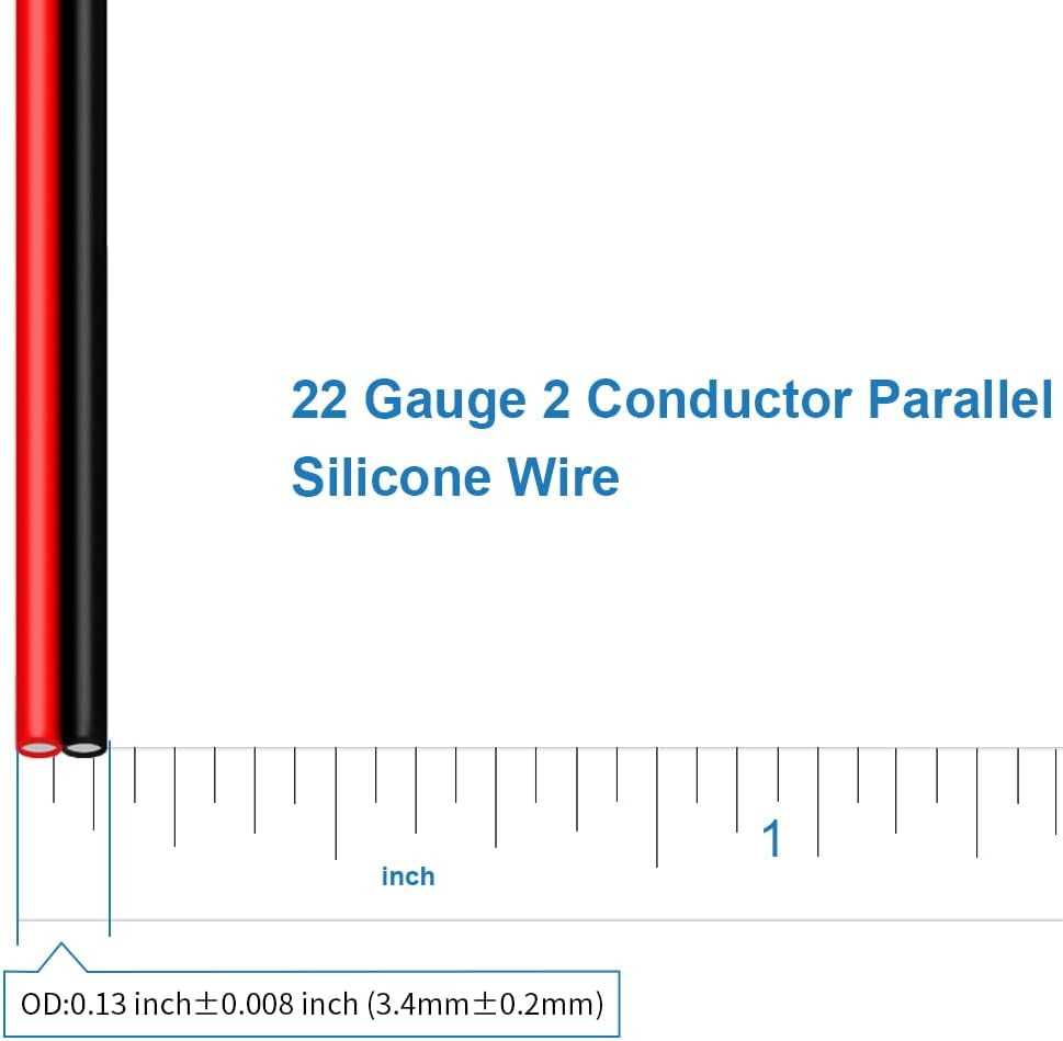 BNTECHGO 22 Gauge Flexible 2 Conductor Parallel Silicone Wire Spool Red Black High Resistant 200 deg C 600V for Single Color LED Strip Extension Cable Cord,Model,25ft Stranded Tinned Copper Wire - Image 3