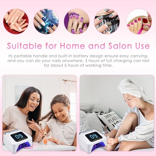Lâmpada LED UV de 72 W para unhas, secagem rápida, secador de unhas em gel com 4 configurações de te