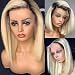 8" Glueless Lace Front Wigs Bob Cut Wig Brazilian Human Hair Ombre Blonde 1B/613 2 Tone Straight Wig for Black Women Pre Plucked Bleached Knots Unprocessed Virgin Hair