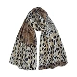 女性用スカーフ 軽量 シフォン スカーフ ファッション 花柄 スカーフ ショール ラップ 春 夏 冬 秋, レオパード, 62.99in*19.68in