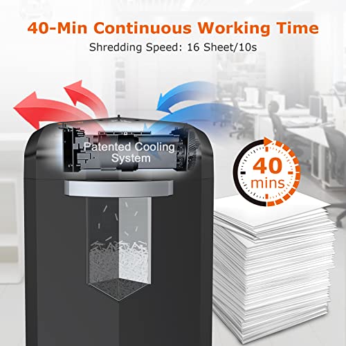 Bonsaii 16-Sheet Paper Shredder For Office, 40-Minute Home Office Heavy Duty Shredder, Crosscut Shredders For Cd, Credit Card, Mails, Staple, Clip, With 4 Casters & 5.3 Gal Pullout Basket (C267-A) #TOP2