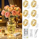 HXWEIYE 6 Pack Rechargeable Fairy Lights Battery Operated with Remote & DIY Timer, 7ft 20LED Mini Twinkle String Light for Mason Jar DIY Wedding Table Centerpieces Party Bedroom Christmas (Warm White)