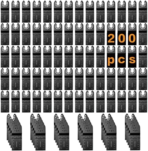 200Pcs Oscillating Tool Blades Professional Universal Oscillating Saw Blades Wood Multitool Blades Compatible with Dewalt, Milwaukee, Makita, Ryobi, Rockwell, Bosch