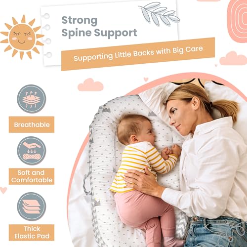 Image of Baby Lounger - Breathable & Soft Baby Lounger for Newborn 0-24 Months, Soft Portable Baby Lounger Pillow, Newborn Babies Essentials, Snuggle Lounger Me