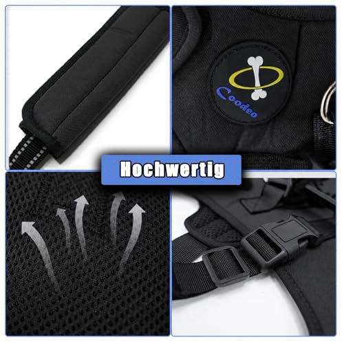 COODEO Hundegeschirr, Ganzkörperstütze und Erholungsweste, verstellbar und atmungsaktiv, für ältere, behinderte, gelenkverletzte, arthritische und gelähmte Hunde. (Schwarz, L)