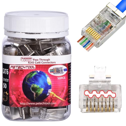 Conector RJ45 Cat6a 23AWG Pass Through Dorado 50 piezas miniatura 1