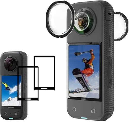 Insta360 X3 �Ή� 2�Z�b�g ONE X3 �����Y�ی�J�o�[+2PCS �t���ی�t�B���� �����K���X �t����ʕی� �A�N�Z�T���[